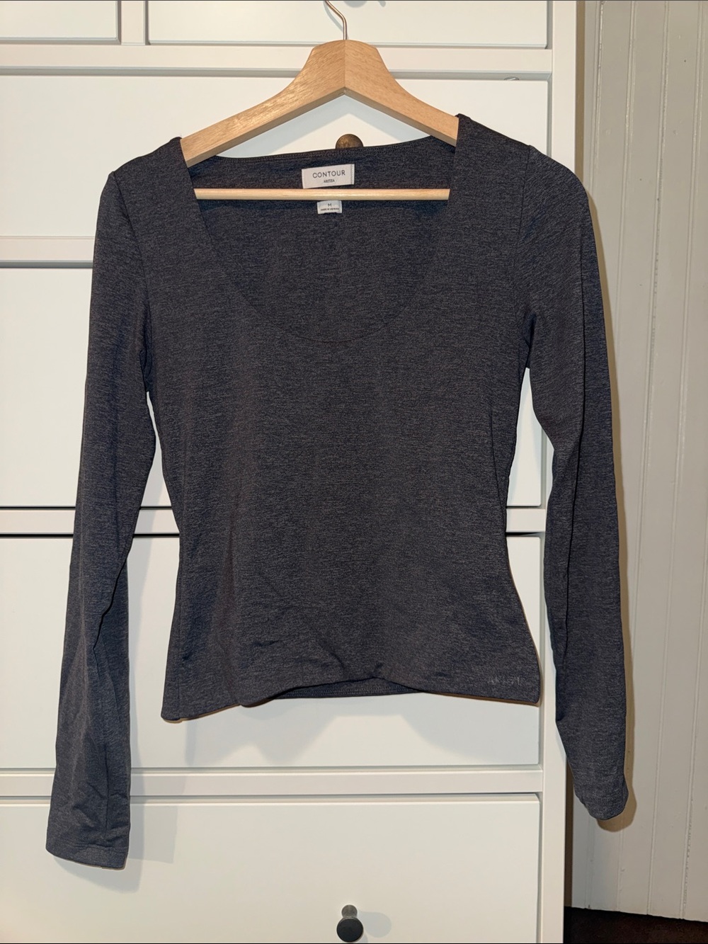 Aritzia Grey Long Sleeve Scoop Neck Top